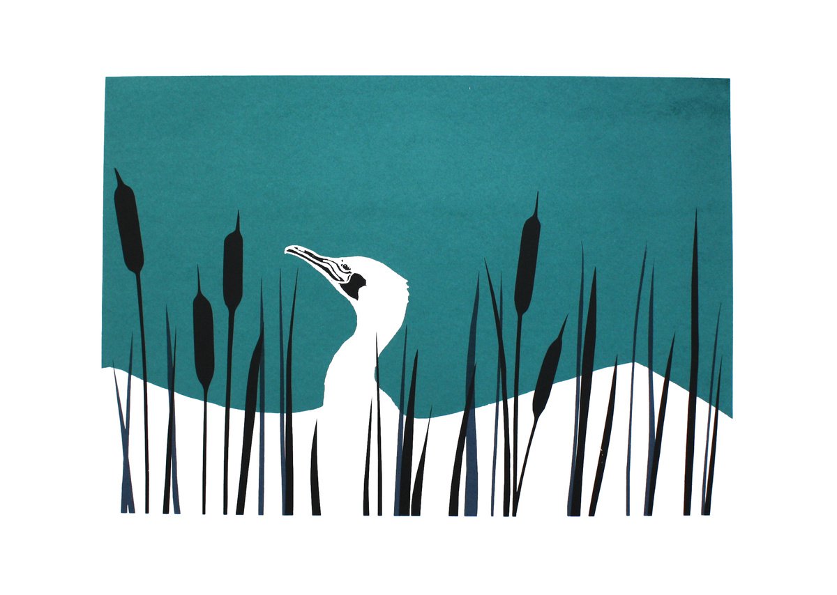 Animal Screenprint By Kath Edwards, 28 X 20", Winter Reeds, Original Artwork