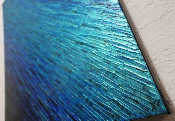 Iridescent blue knife texture