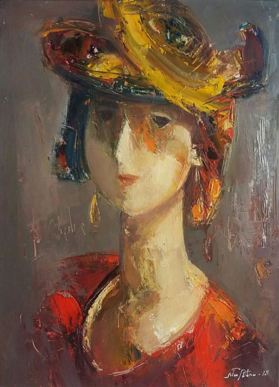 Girl portrait(oil painting, 30x41cm, portrait, paper)