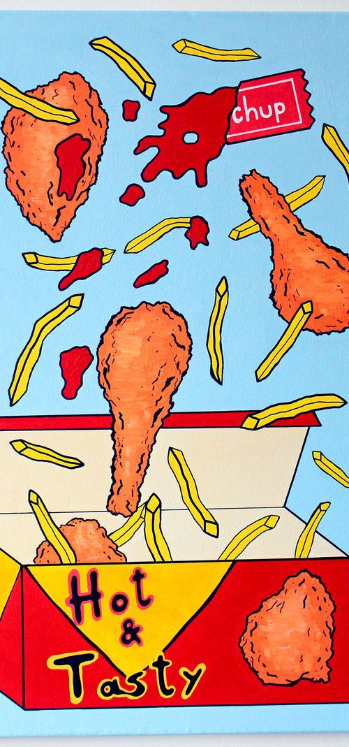 Chicken And Chips Pop Art Painting by Ian Viggars