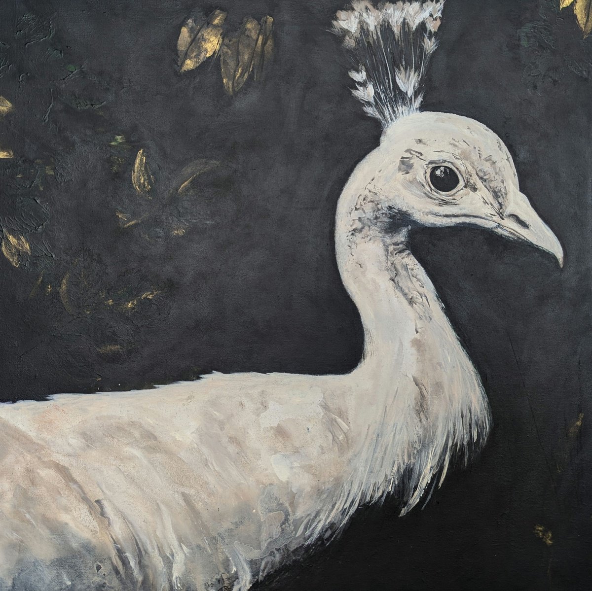 Photorealistic Animal Acrylic Painting By Wowhawk, 20 X 20", Black And White, Original Artwork