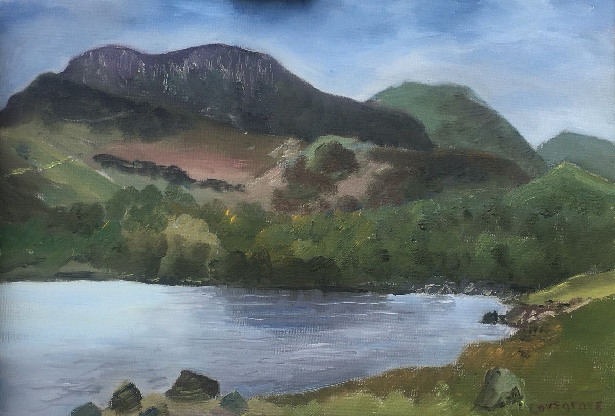 Impressionistic Landscape Oil Painting By Julian Lovegrove Art, 14 X 10", Mountain Lake Near Bala, Original Artwork