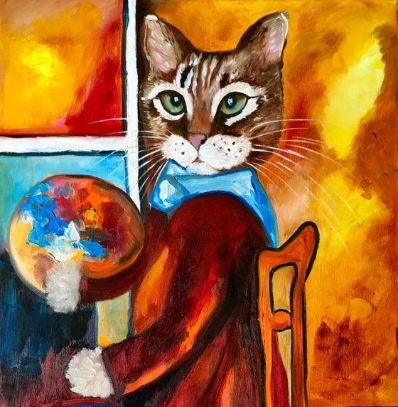 Troy The Cat #3 artist inspired by self-portrait of Amedeo Clemente Modigliani