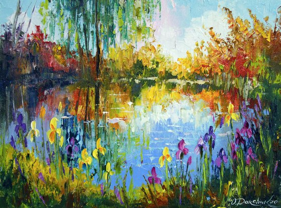 Irises by the pond