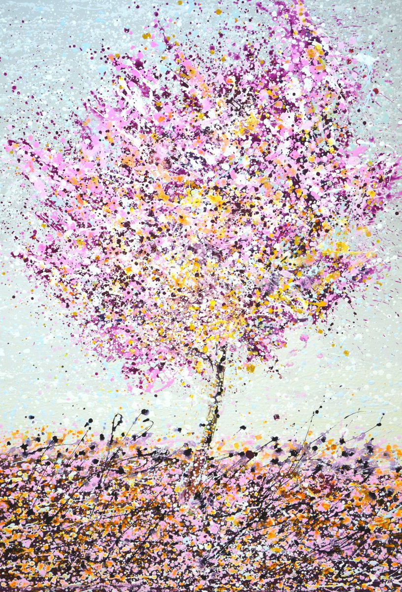 Expressive Landscape Acrylic Painting By Iryna Kastsova, 31 X 47, Tree, Original Artwork