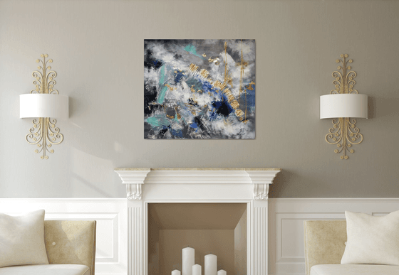 Modern Wall Art, Gray blue painting