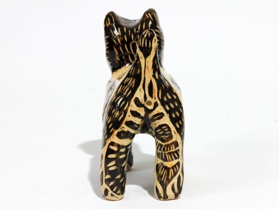 Ceramic sculpture Cat 9.5 x 9 x 4.5 cm