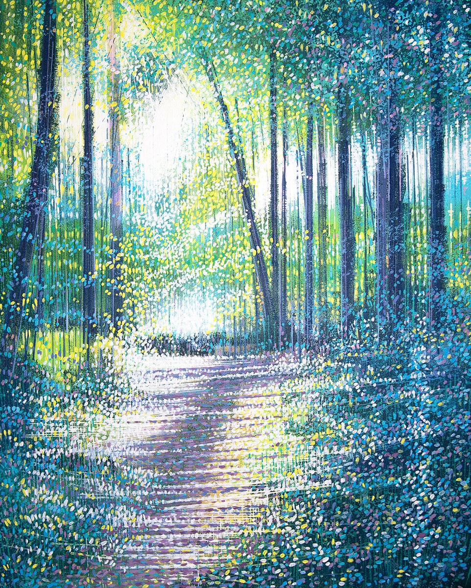 Impressionistic Landscape Acrylic Painting By Marc Todd, 24 X 30", Light Through Summer Trees 2, Original Artwork