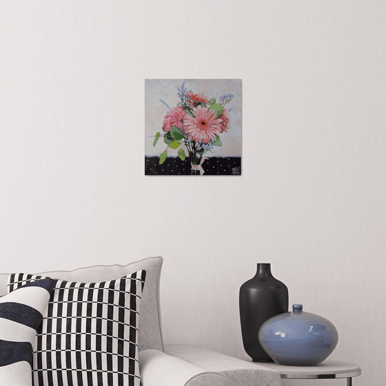 bouquet of gerbera and pinks 11*8 x 11*8