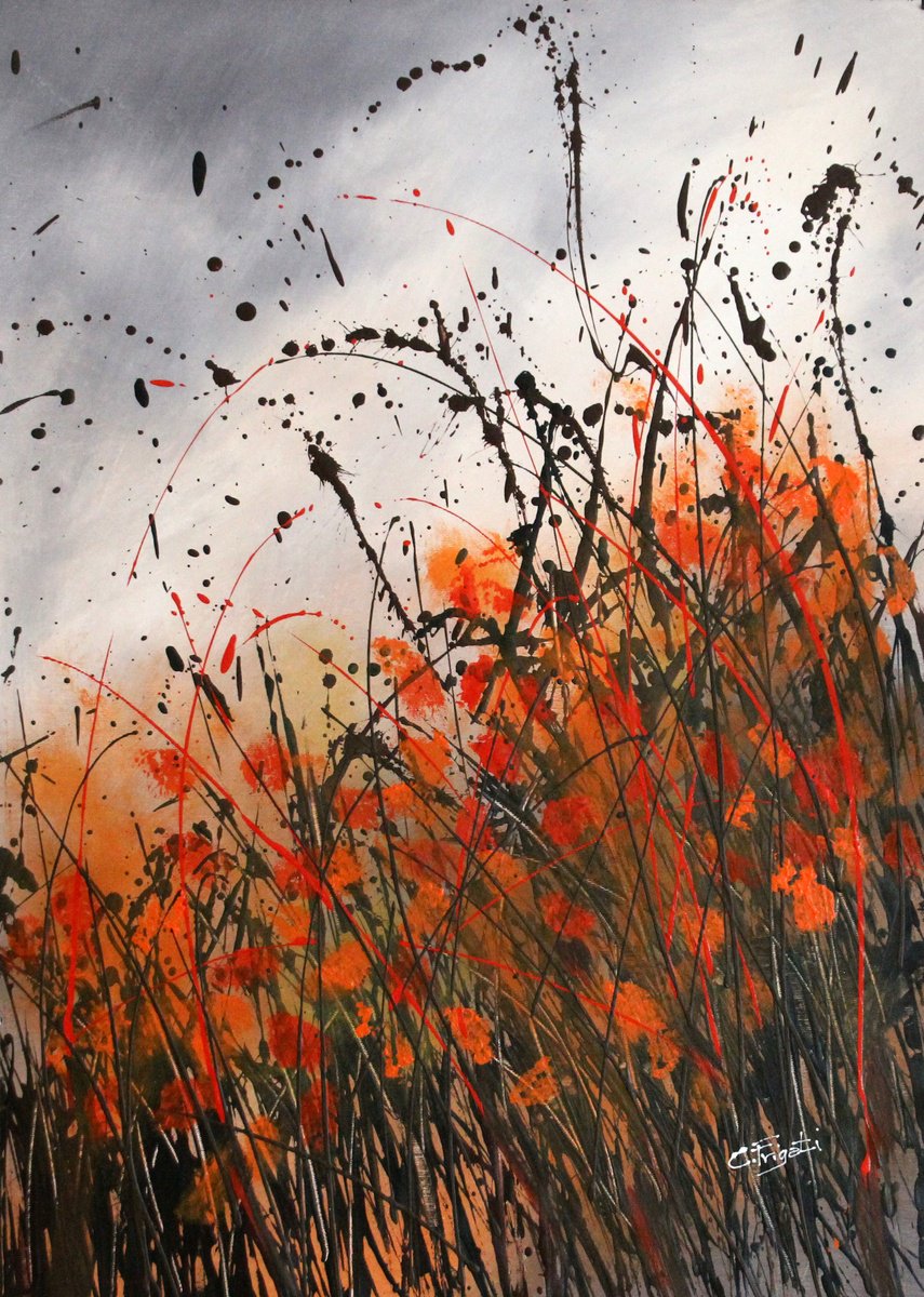Torn #1 - Original abstract floral landscape by Cecilia Frigati