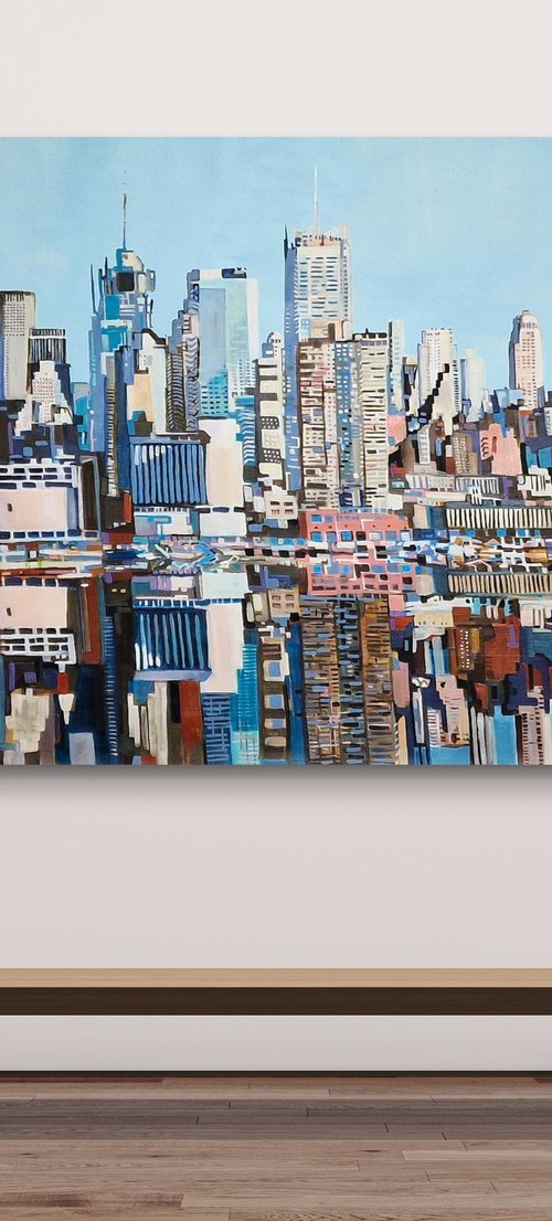 Urban Skyline Reflection New York by Alexandra Djokic