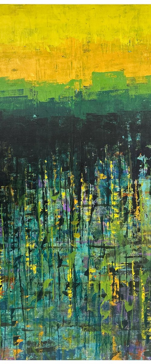 Showered Land by Flowers_48"X60" by Avinash Pise