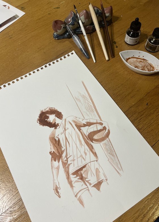 Volleyball Player ink drawing