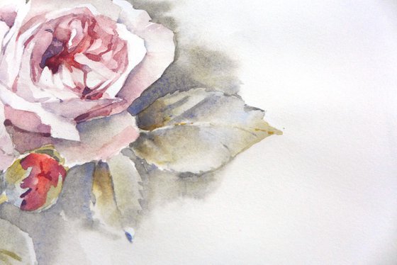 Rose in vintage style, watercolor painting