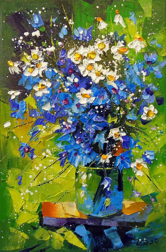 A bouquet of meadow blue flowers