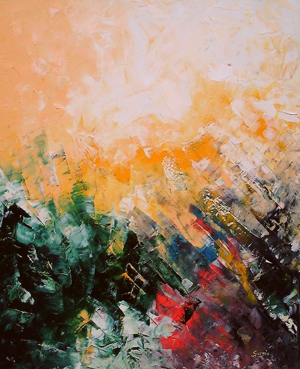 Abstract Landscape Oil Painting By Saroja Van Der Stegen, 25 X 30", Wild Summer Ref 475-20F, Original Artwork