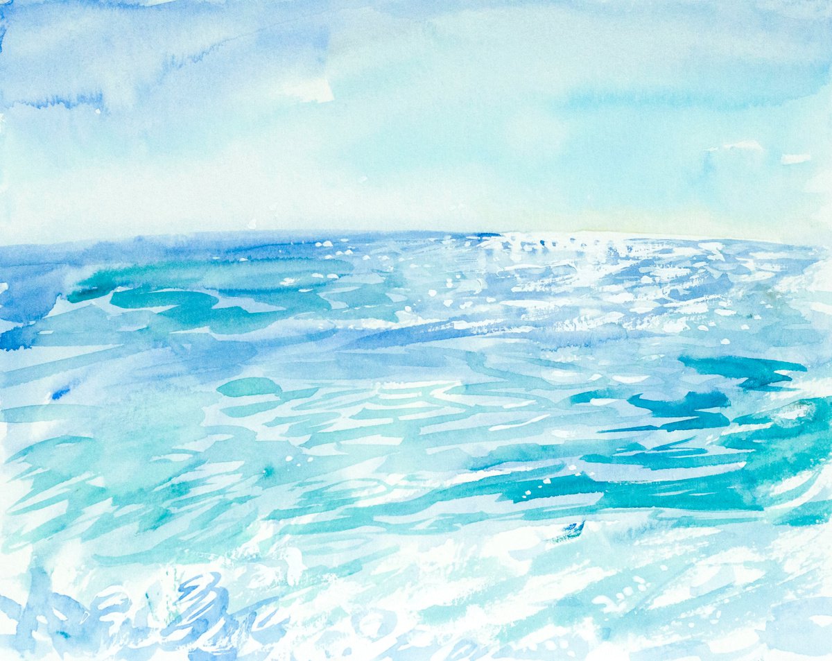 Impressionistic Landscape Watercolour By Daria Galinski, 9 X 7, Seascape. Mediterranean Series #2, Original Artwork