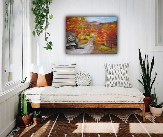 BRIGHT AUTUMN.  Autumn painting