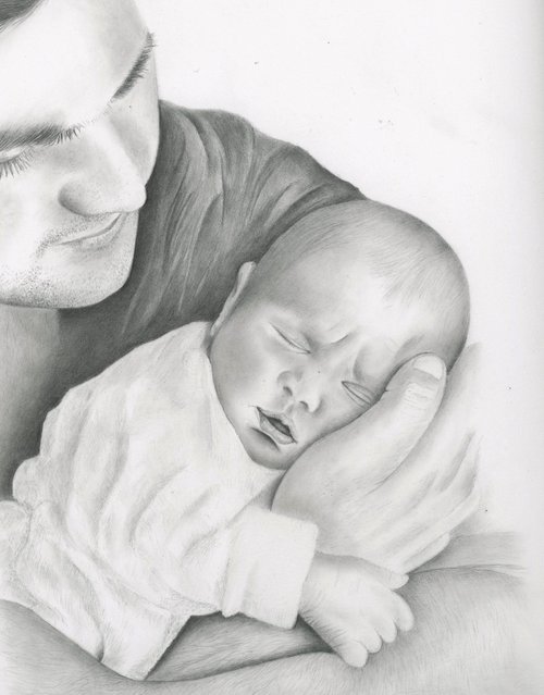 Man and baby by Maxine Taylor