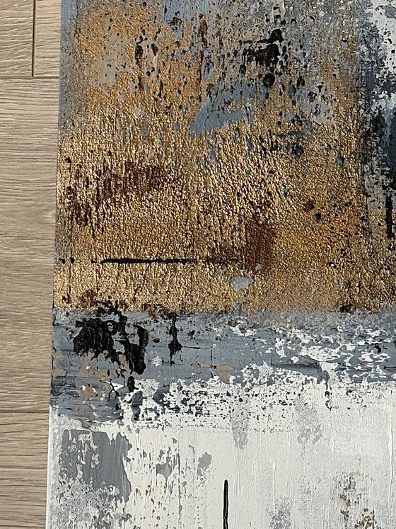 Golden Structure Field. Grey Beige Textured