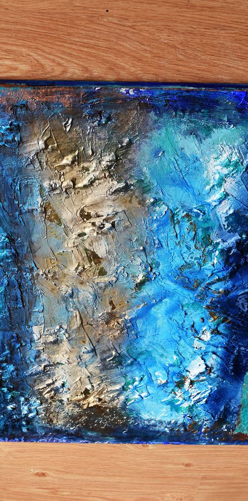 Terre inconnue / 60 cm x 60 cm Abstract Mixed Media painting by Anna Sidi-Yacoub