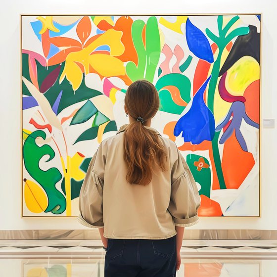 Woman in museum with Matisse