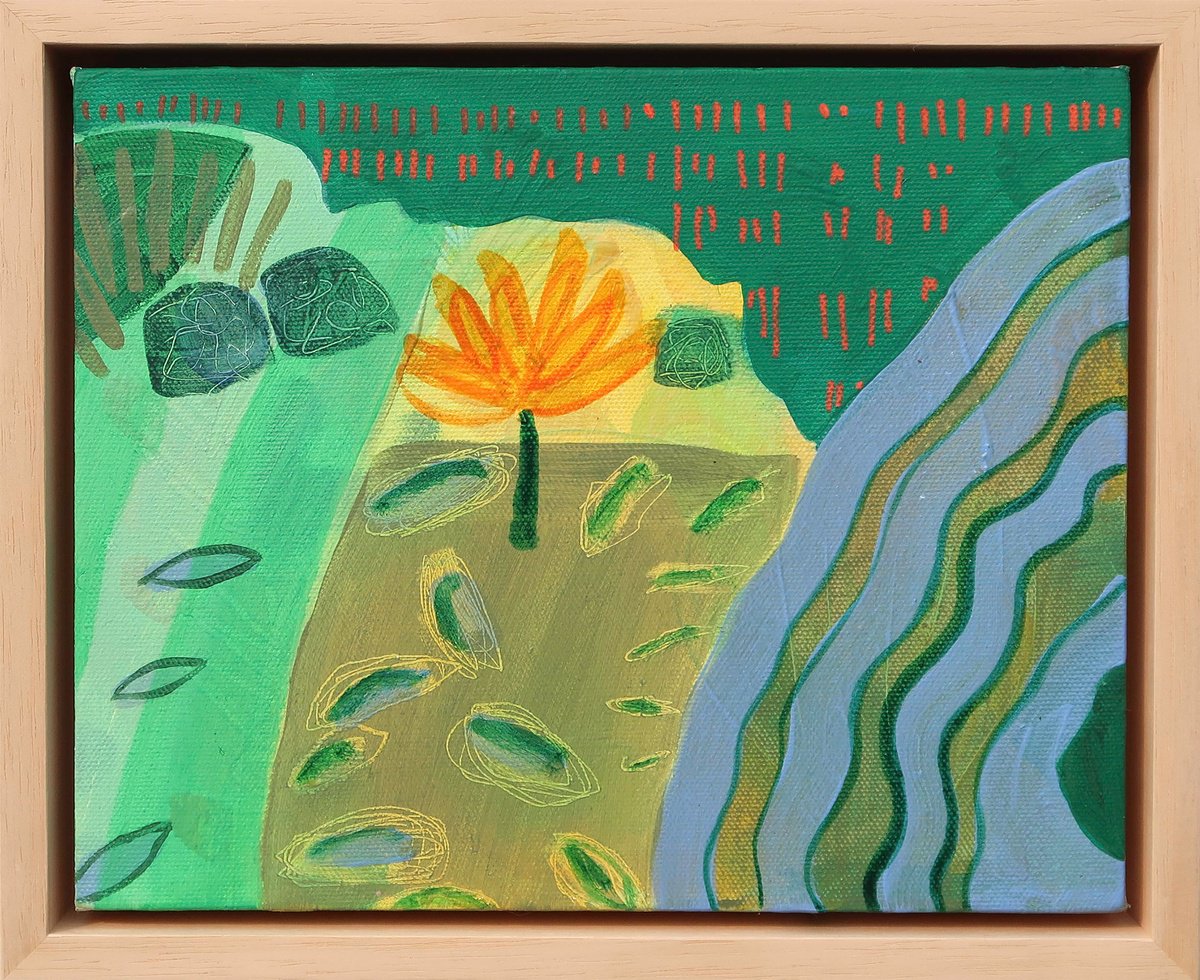 Organic Landscape Acrylic Painting By Suzie Cumming, 11 X 9", Seal Beach, Original Artwork