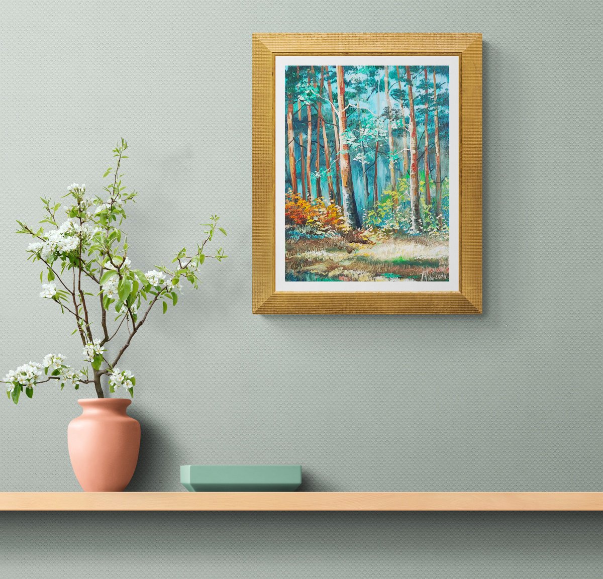 Impressionistic Landscape Oil Painting By Tatajana Obuhova, 12 X 16", Woodland Landscape, Original Artwork