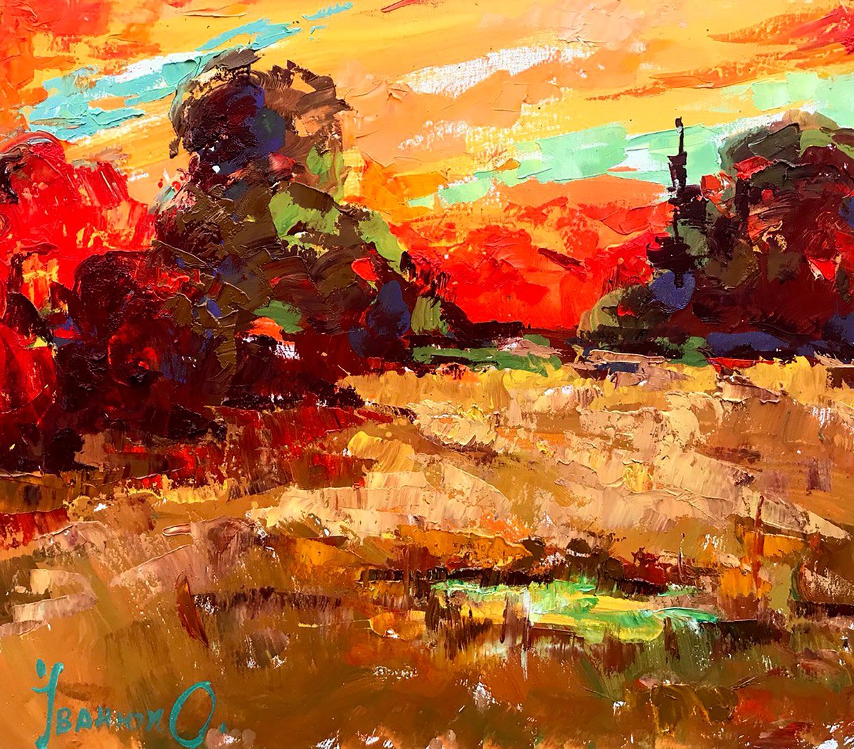 Crimson Sky By Kalenyuk Alex, 28 X 24, Artwork For Sale On Artfinder