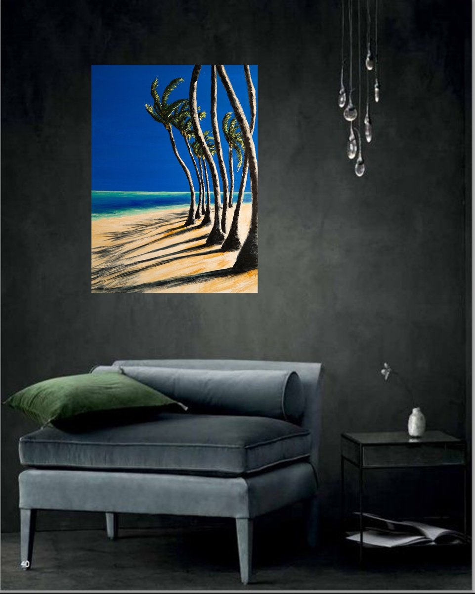 Abstract Landscape Acrylic Painting By Danijela Dan, 24 X 31, June On The Beach Ii, Original Artwork