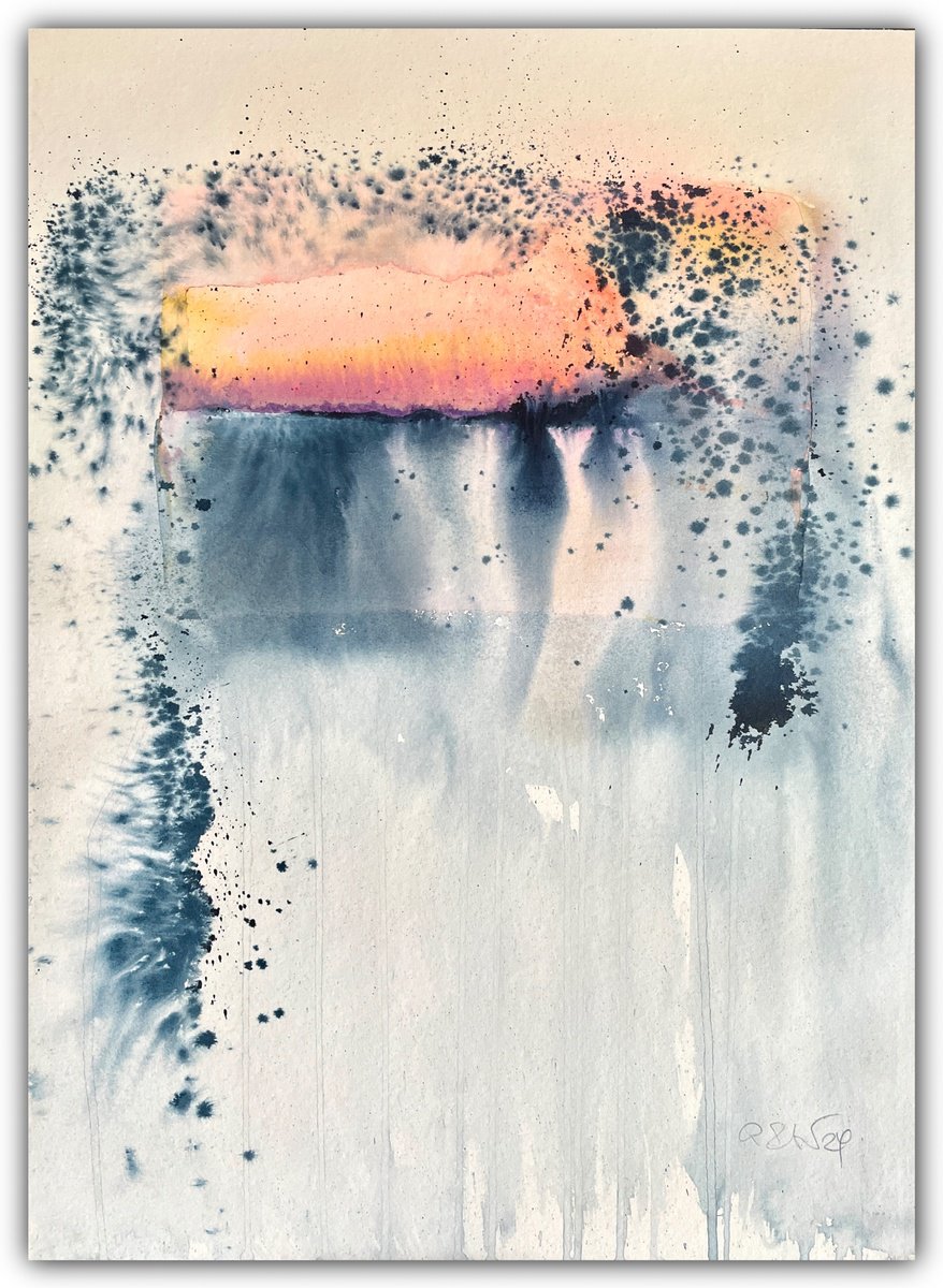 Abstract Watercolour By Gesa Reuter, 12 X 16, Everything Dissolves, Original Artwork
