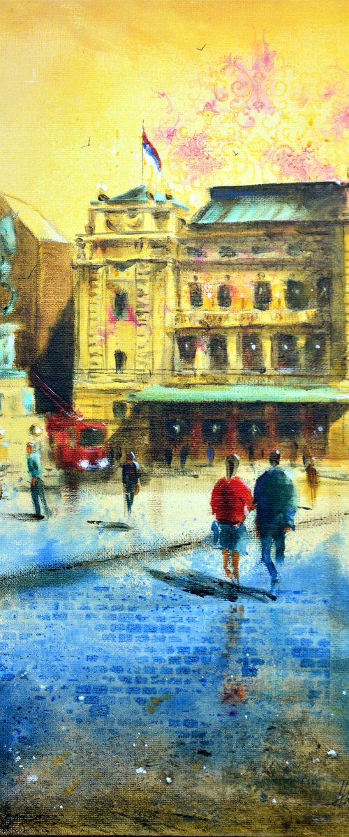 New Republic Square Belgrade 40x30cm 2020 by Nenad Kojić watercolorist