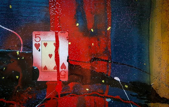 -Time for poker- Abstract Alkyd Gloss Enamel with Playing Cards.