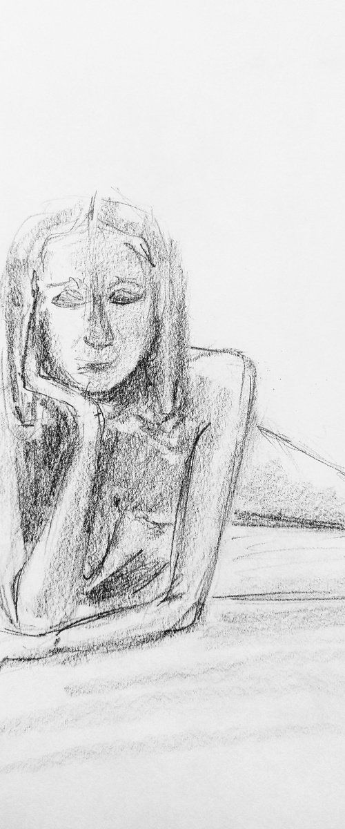 Nude. Original pencil drawing. by Yury Klyan