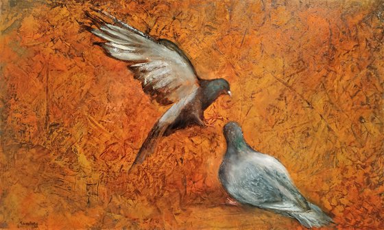 pigeon oil painting