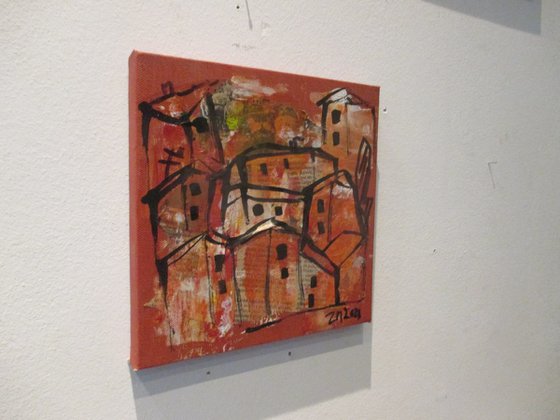 little italy mixedmedia in red