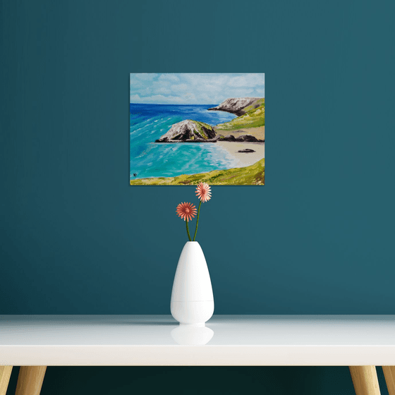 The best season,original small sea landscape oil painting gift idea, art for home