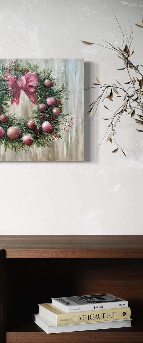 Cristmas wreath pink by Tanja Frost