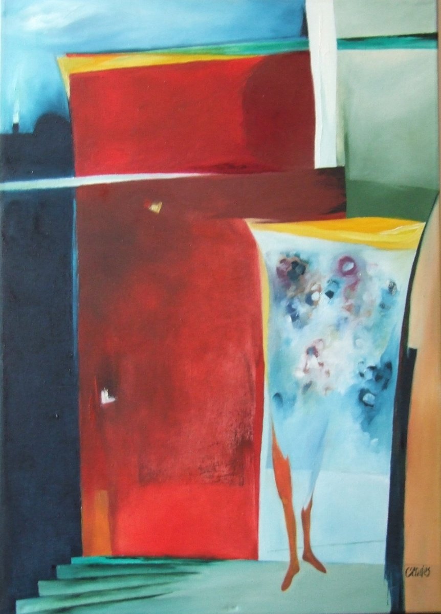 Expressive Abstract Oil Painting By Csaba Csendes, 20 X 28, Prohibited Minutes, Original Artwork