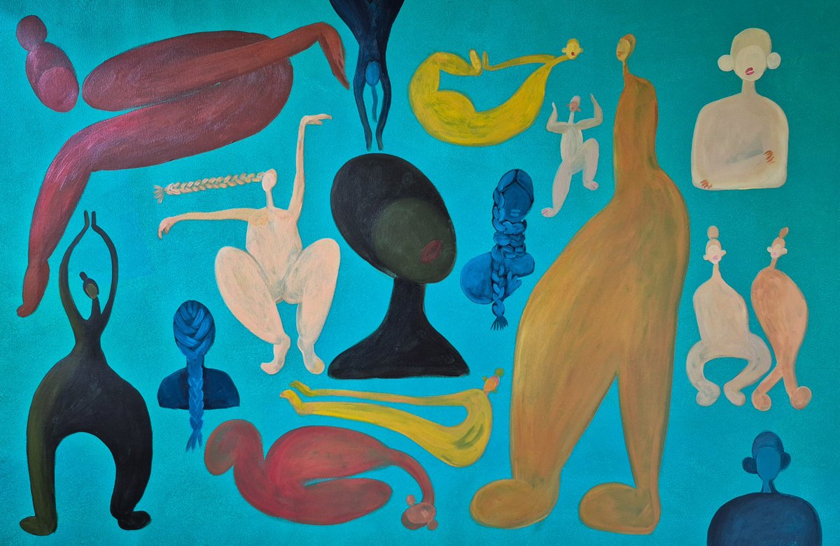 Impressionistic Portrait Acrylic Painting By Kariko Ono, 47 X 30", Health 5, Original Artwork