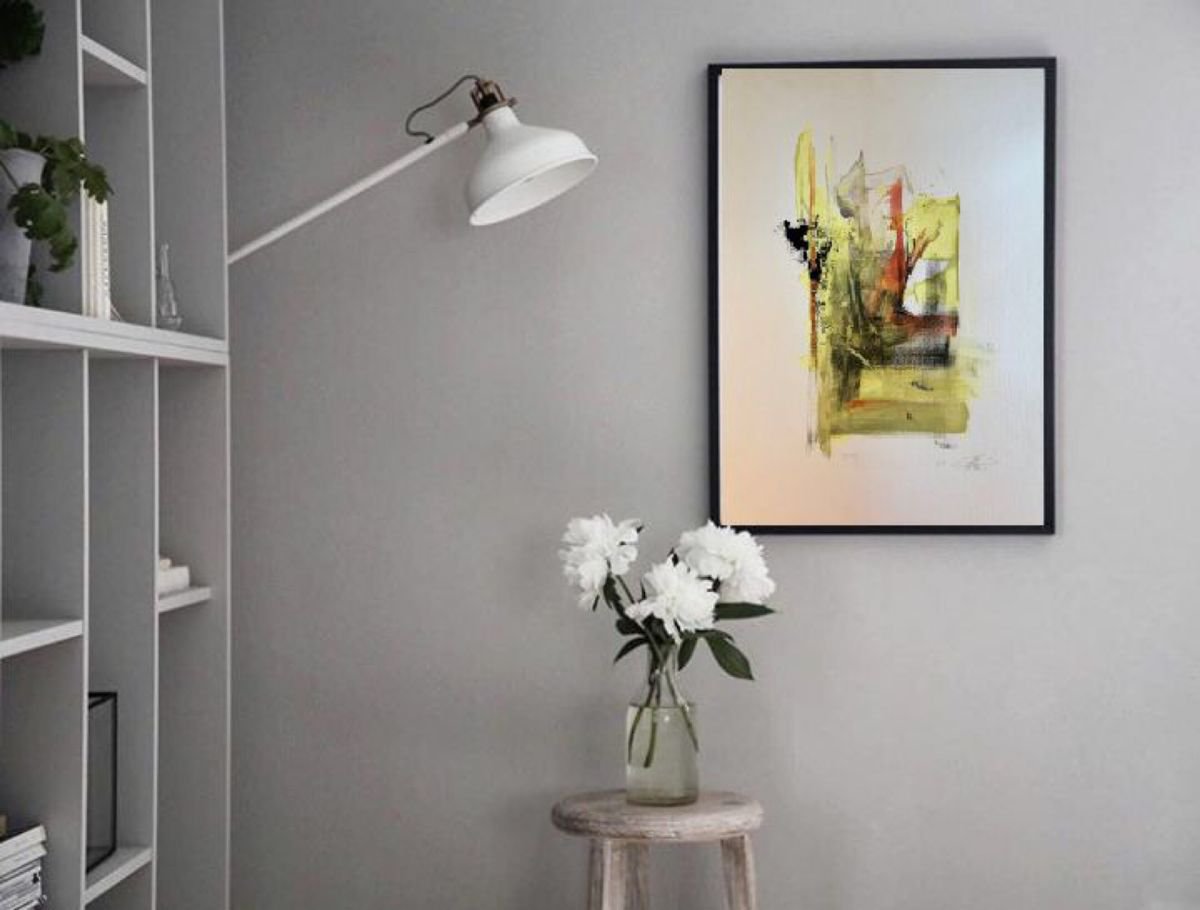 Expressive Abstract Acrylic Painting By Roberta Cervelli, 20 X 28", Wabi Sabi #5, Original Artwork