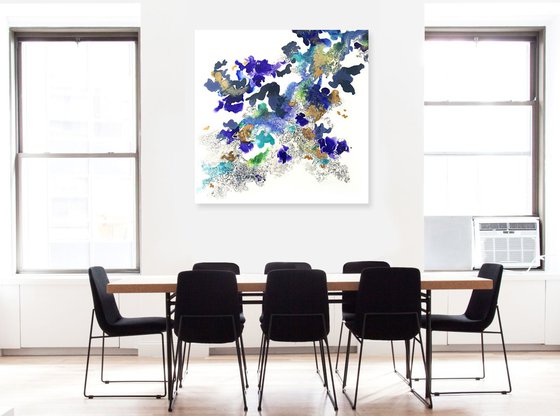 Rising,  100cm x 100cm, Bright abstract art for the Home, Office, Shop, Restaurant or Hotel