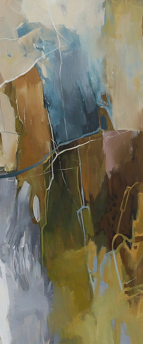 "Melody 2" Brown teal gray abstract art by Nina Smykalova