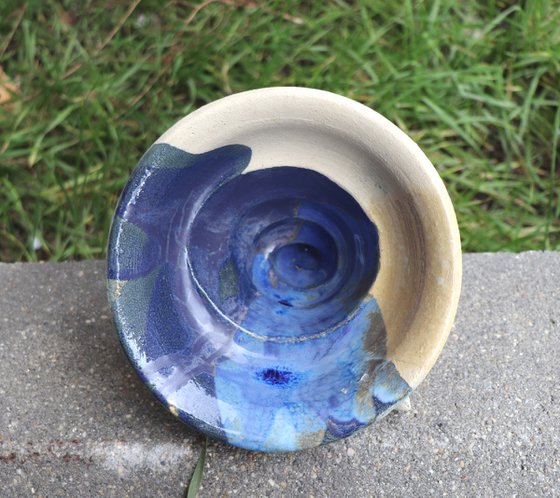 Sea ocean  ceramic bowl . Nautical bowl . Ceramic pot with spiral form .