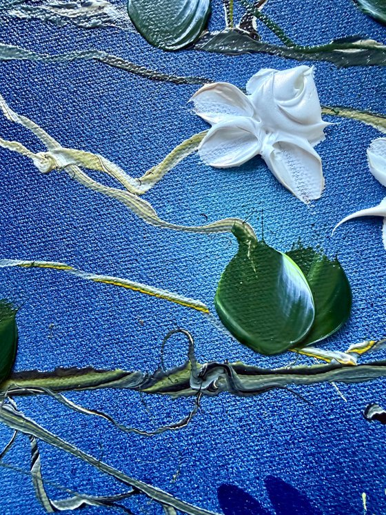 Pearl Roses in Blue Silence