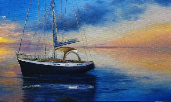 Seascape Morning calm - Seascape painting,  sunrise  painting