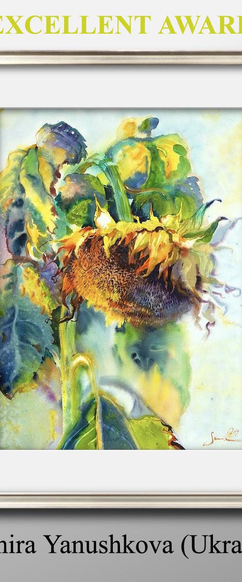 Sunflowers painting - This work won “Excellent Award” in 2020 Malaysia International Online Juried Art Competition FLORA category! by Samira Yanushkova