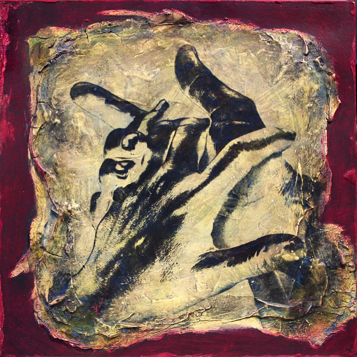 Expressive Portrait Painting By Gill Gilberto Borghesi, 18 X 18, Dance Of Touch, Original Artwork