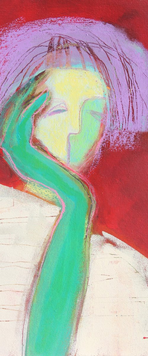 Portrait of a woman in white. by Tatjana Auschew