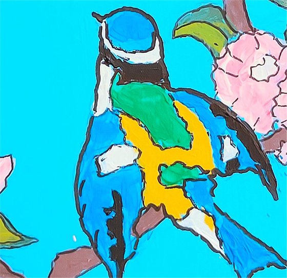 lovebirds and blossom